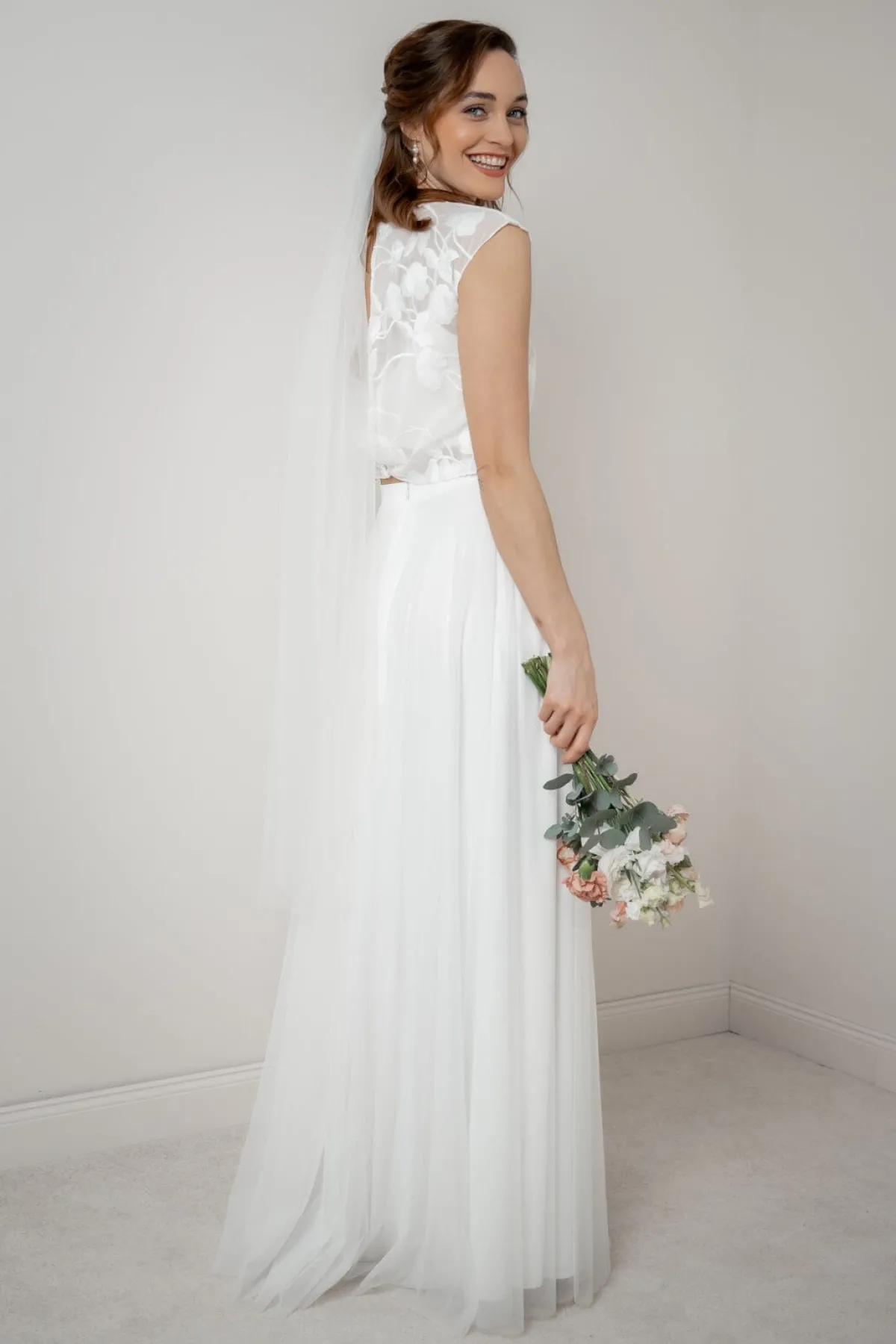 Gemustertes Braut Top aus Chiffon – Eniz>noni Outlet