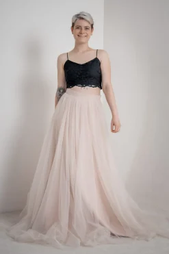 Gemustertes Spitzentop – Norine Cropped Black><noscript><img width=