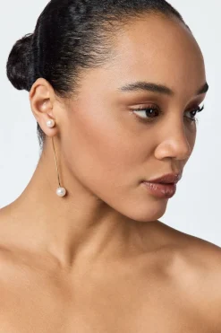 Goldfarbene Ohrhänger mit Perle>Poirier Discount