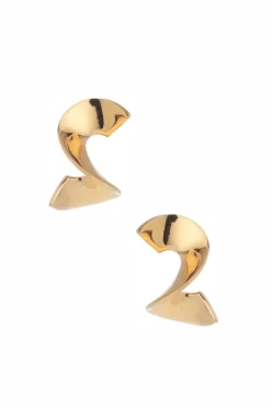 Goldfarbene Ohrstecker in Twist-Optik><noscript><img width=