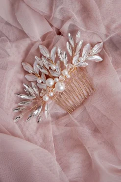 Goldfarbener großer Braut Haarkamm>Fräulein Maya Sale