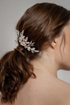 Goldfarbener großer Braut Haarkamm><noscript><img width=