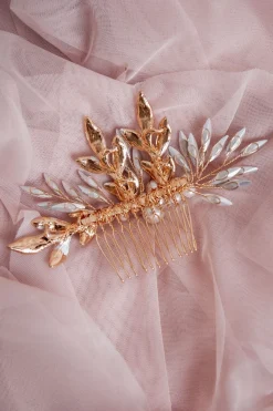 Goldfarbener großer Braut Haarkamm><noscript><img width=