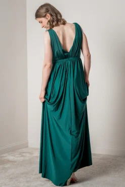 Grünes Brautjungfernkleid mit V-Ausschnitt |><noscript><img width=