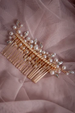 Großer Braut Haarkamm mit Perlenverzierung><noscript><img width=