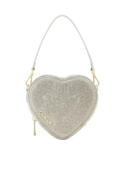 Herzförmige Handtasche in Silber – Midi Heart Bag Crystal |>Weat Outlet