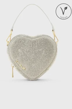 Herzförmige Handtasche in Silber – Midi Heart Bag Crystal |><noscript><img width=
