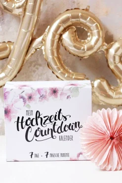 Hochzeits-Countdown-Kalender™ mit Gold-Armband und Schlafmaske>Hochzeitscountdown Hot