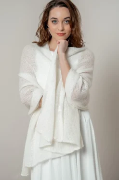 Ivoryfarbene Braut Stola aus Strickmix>forever & eva Discount