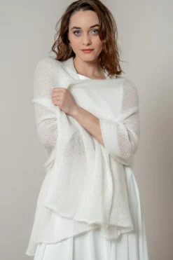 Ivoryfarbene Braut Stola aus Strickmix><noscript><img width=