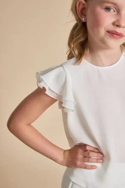 Kommunion-Chiffonbluse mit kurzen Ärmeln><noscript><img width=