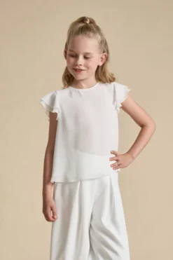 Kommunion-Chiffonbluse mit kurzen Ärmeln><noscript><img width=