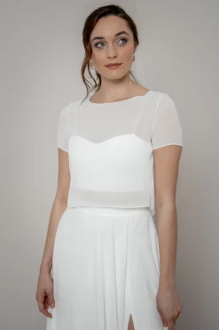 Kurzarm-Braut Top aus Chiffon – Lani><noscript><img width=