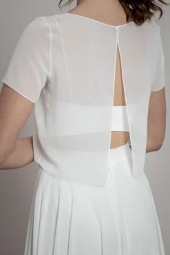 Kurzarm-Braut Top aus Chiffon – Lani><noscript><img width=