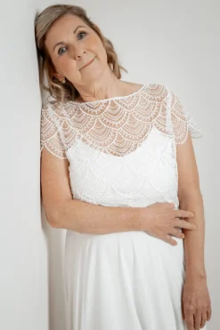 Kurzarm-Braut Top aus Vintage-Spitze – Niah><noscript><img width=