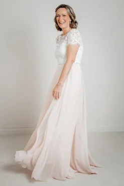 Kurzarm-Braut Top mit Blättermuster – Elva><noscript><img width=