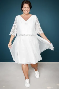 Kurzer Plus Size-Braut Rock in Ivory – Evie Curvy>noni Clearance