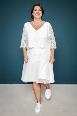 Kurzer Plus Size-Braut Rock in Ivory – Evie Curvy>noni Clearance