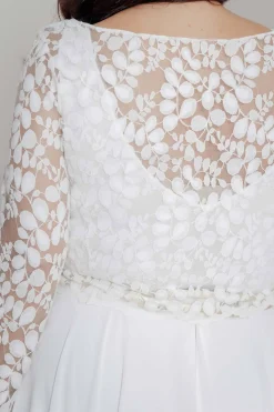 Langarm-Brauttop aus Blätterspitze – Norine Curvy><noscript><img width=