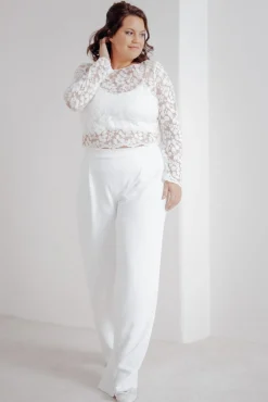 Langarm-Brauttop aus Blätterspitze – Norine Curvy><noscript><img width=