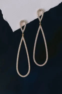 Lange Kristall-Ohrhänger in Tropfenform – Felicity>Juvelan Discount