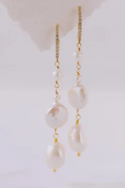 Lange Ohrhänger mit Kristallen und Perlen – Lovestruck>Juvelan New