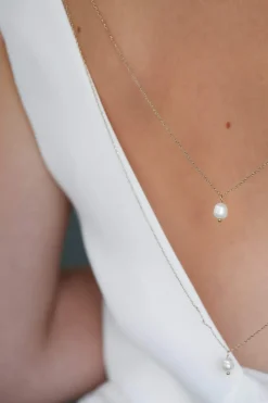 Lange, zweireihige Rückenkette mit Perlen, Brautschmuck><noscript><img width=