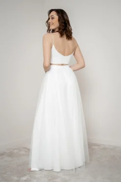 Langer Tüll-Braut Rock mit Perlen – Sira><noscript><img width=