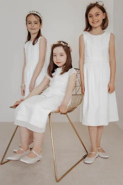 Mädchenballerinas mit Glitzerschnalle – Binx Ivory Satin>Elsa Coloured Shoes New