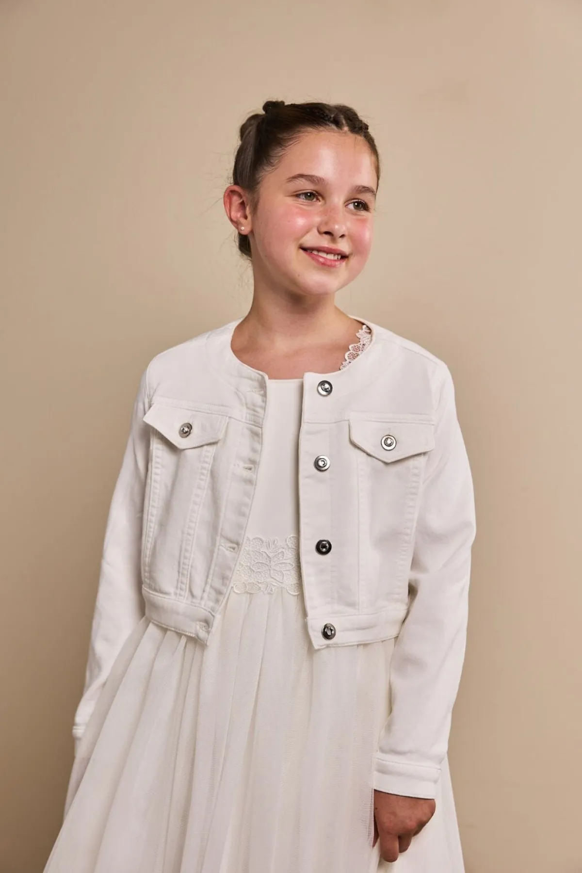 Mädchen-Jeansjacke in Ivory>Weise Hot