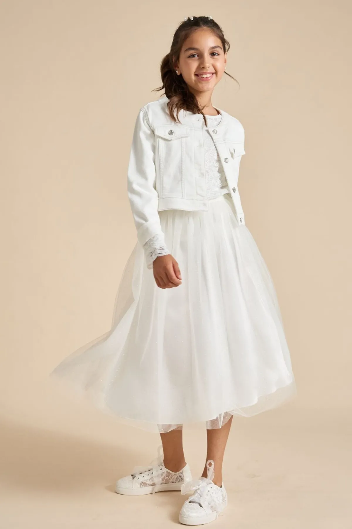 Mädchen-Jeansjacke in Ivory>Weise Hot