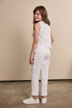 Mädchen-Kommuniontop mit Blumenborte>Weise