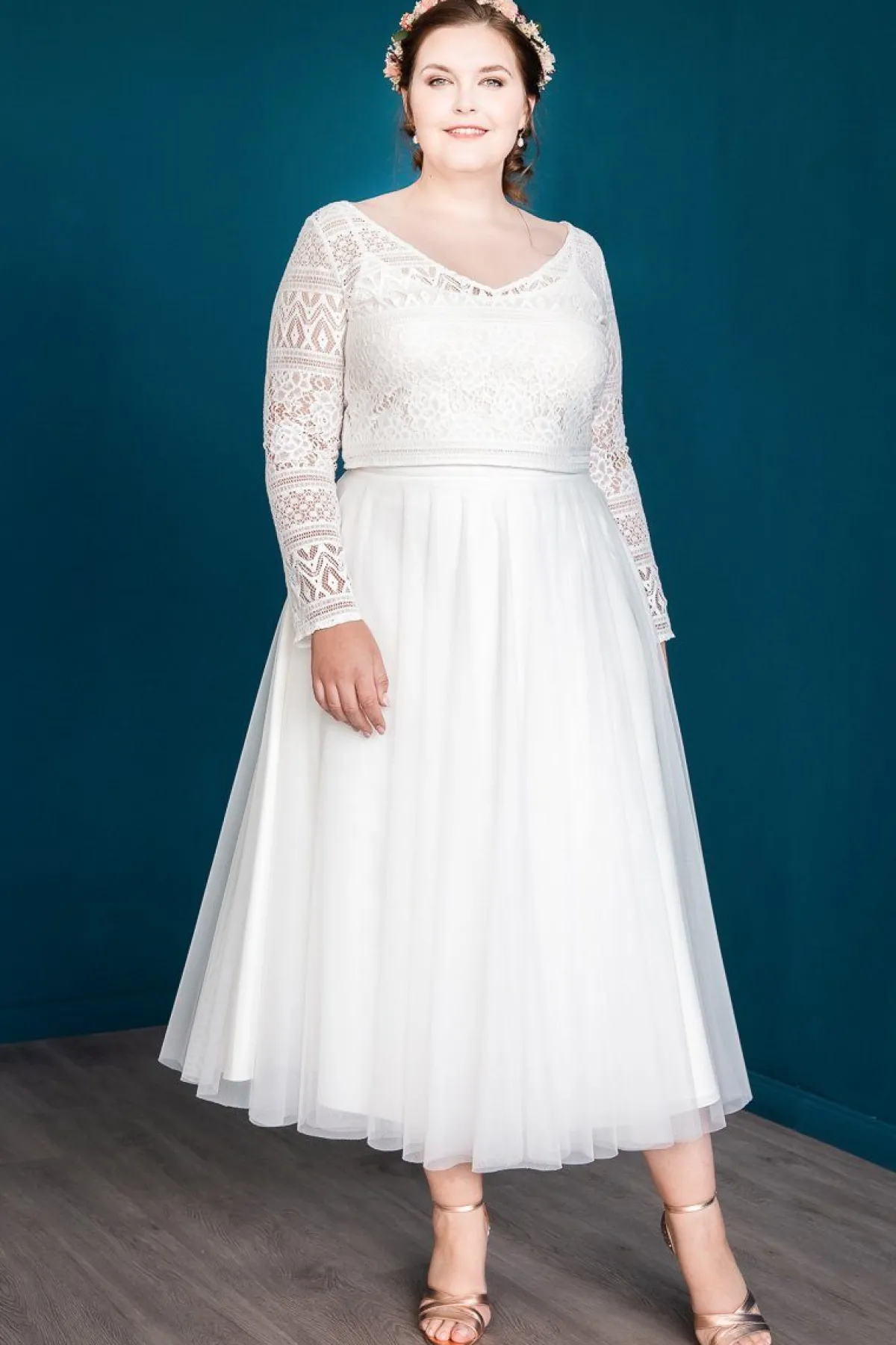 Midi-Softtüllrock in Ivory – Christy Curvy>noni Discount