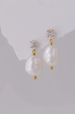 Ovale Kristallstecker mit Perlenanhängern – Joelle>Juvelan Sale