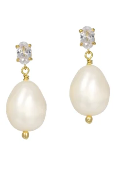 Ovale Kristallstecker mit Perlenanhängern – Joelle><noscript><img width=