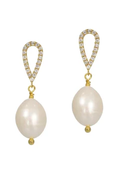 Perlenohrringe mit Kristallsteckern – Isabel><noscript><img width=