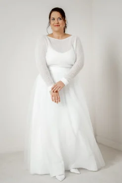 Plus Size Braut Pullover aus Strickmix – Yosie Curvy><noscript><img width=