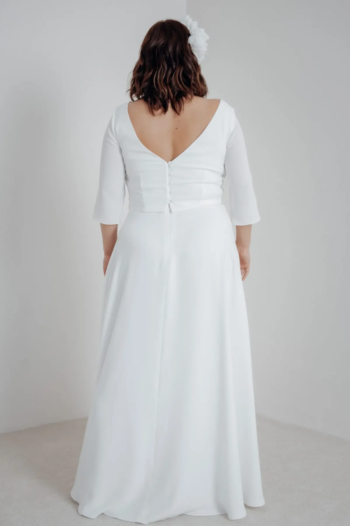 Plus Size Braut Rock mit Schlitz und Zierknöpfen – Eira Curvy>noni Discount