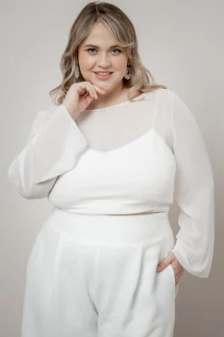 Plus Size Chiffon-Braut Top – Beeke Curvy><noscript><img width=