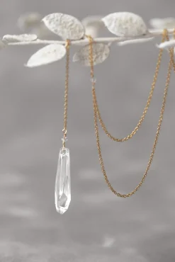 Puristische Rückenkette mit Kristall Anhänger - Aphrodite>Juvelan Online