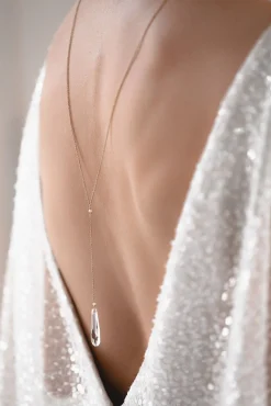 Puristische Rückenkette mit Kristall Anhänger - Aphrodite><noscript><img width=