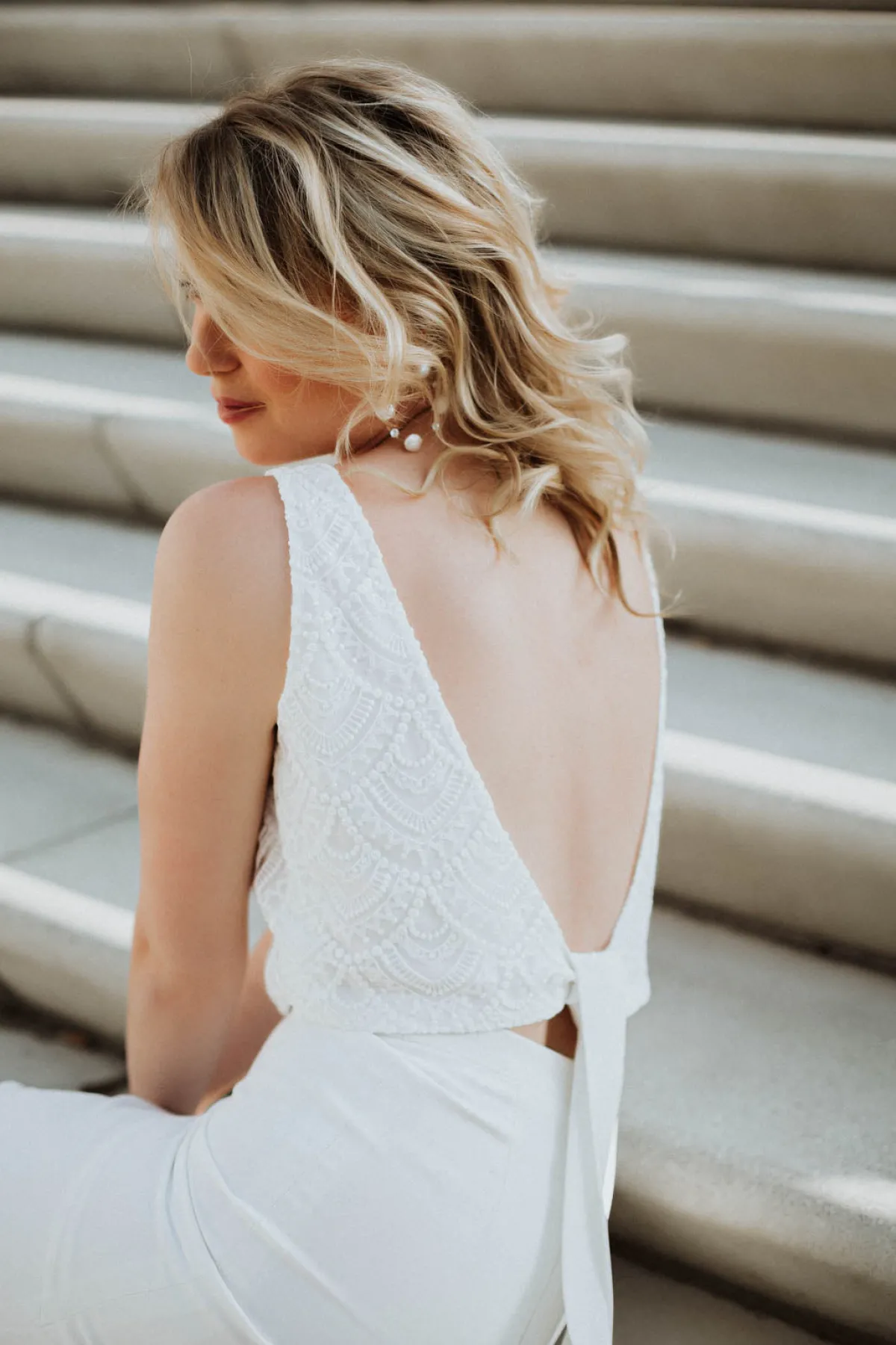 Ärmelloses Braut Top aus Vintage-Spitze – Philia>noni Sale