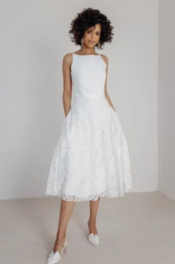 Rock aus Botanikspitze mit Taschen – Liza Midi><noscript><img width=