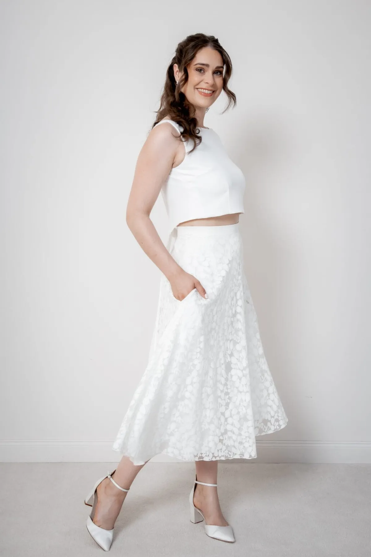 Rock aus Botanikspitze mit Taschen – Liza Midi>noni Sale