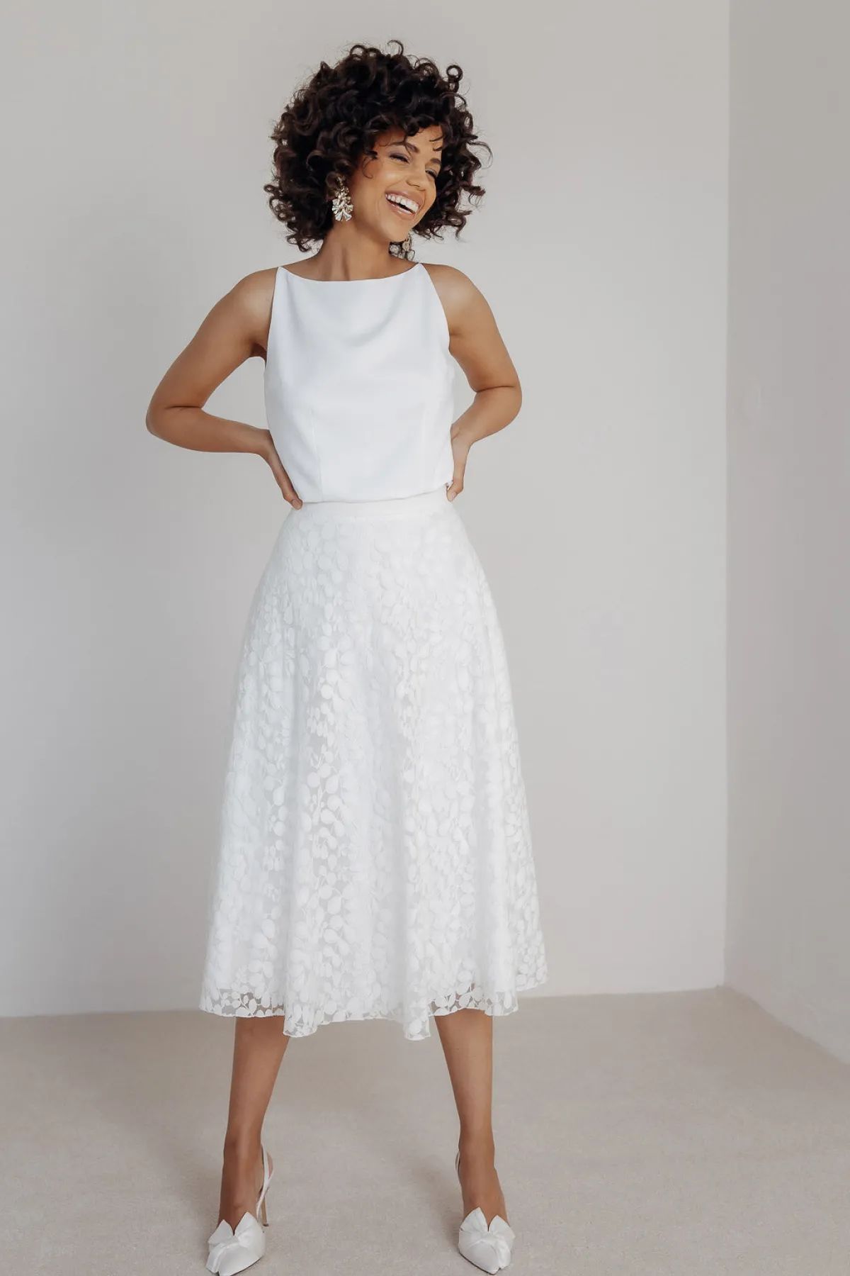 Rock aus Botanikspitze mit Taschen – Liza Midi>noni Sale