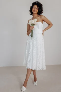 Rock aus Botanikspitze mit Taschen – Liza Midi><noscript><img width=