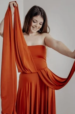 Rostrotes Tube-Top – Long Jersey Bandeau Rust><noscript><img width=