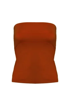 Rostrotes Tube-Top – Long Jersey Bandeau Rust><noscript><img width=