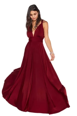 Schulterfreies Unterziehtop – Long Jersey Bandeau Burgundy><noscript><img width=