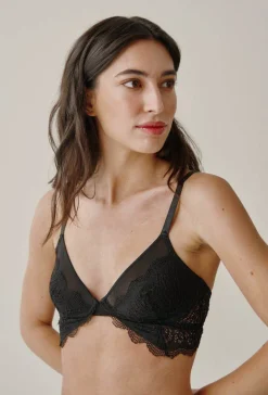 Schwarzes Bralette mit Spitzenverzierung>Black Limba